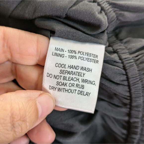 Ash & Eden Swiss Dot Top 4 Black Faux Wrap Peplum Smocked Sheer L/S Shimmer - Picture 8 of 9